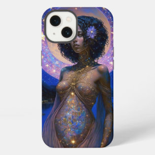 Etui iPhone 13 Reine Déesse Noire Afro-Américaine Art Fantastique