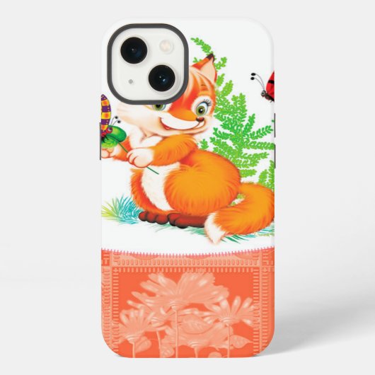 Etui iPhone 13 renard et papillon (Verso)