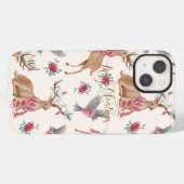 Etui iPhone 13 Rennes adorables, Oiseaux, Fleurs (Verso Horizontal)