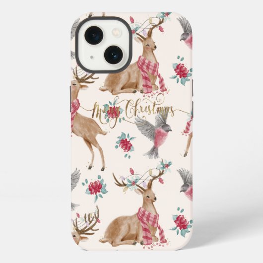 Etui iPhone 13 Rennes adorables, Oiseaux, Fleurs (Verso)