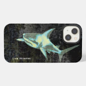 Etui iPhone 13 Requin en noir (Verso Horizontal)