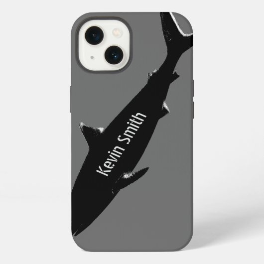 Etui iPhone 13 requin noir de natation personnalisé (Verso)