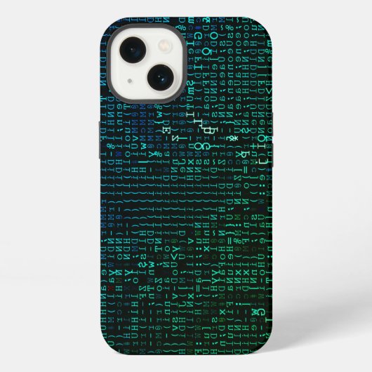 Etui iPhone 13 Résumé Matrice Numérique Verte et Bleue (Verso)