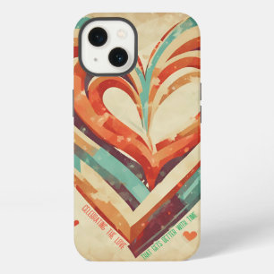Etui iPhone 13 Rétro en forme de coeur