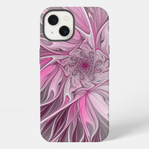 Etui iPhone 13 Rêve de fleur rose fractale, motif floral de fanta