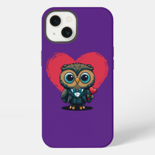 Etui iPhone 13 Romance de la Saint-Valentin avec un marié hibou a