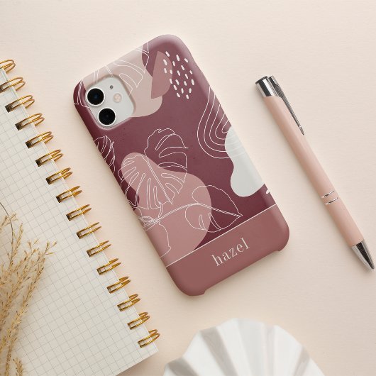 Etui iPhone 13 Rose du désert Boho rose Tropical Monstera Leaf