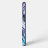 Etui iPhone 13 Rose rayée bleue (Côté gauche)