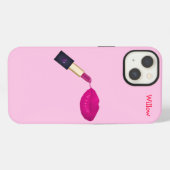 Etui iPhone 13 Rouge à lèvres rose (Verso Horizontal)