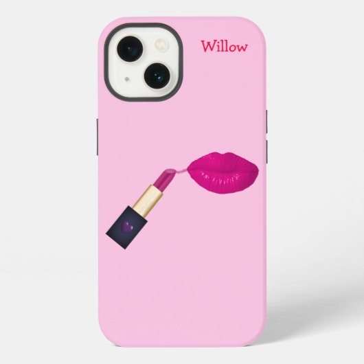 Etui iPhone 13 Rouge à lèvres rose (Verso)