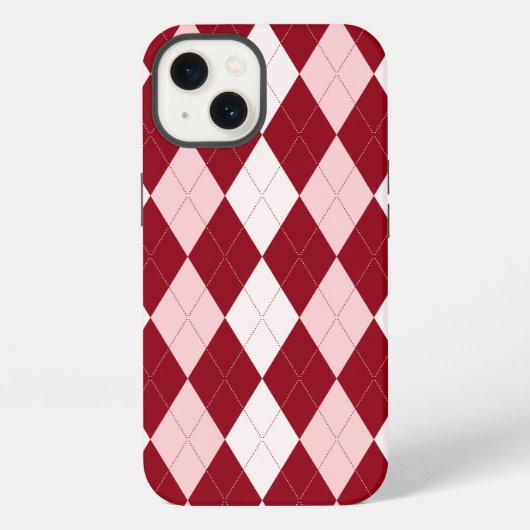 Etui iPhone 13 Rouge Argyle Rouge Clair Petit Diamant (Verso)