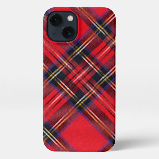 Etui iPhone 13 Royal Stewart tartan rouge noir plaid (Verso)