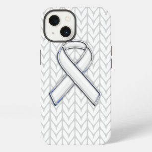 Etui iPhone 13 Ruban tricoté à chevrons blancs et impression de s