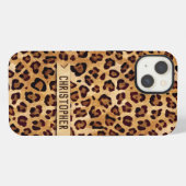 Etui iPhone 13 Rustic Empreinte de léopard Skin Ajouter un nom (Verso Horizontal)