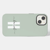 Etui iPhone 13 Sage Green Minimal Moderne Monogramme initial (Verso Horizontal)