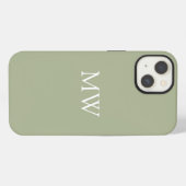Etui iPhone 13 Sage Green Monogrammes Initiales Boho tendance (Verso Horizontal)