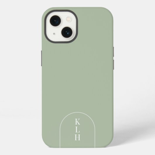 Etui iPhone 13 Sage Moderne Monogrammé (Verso)