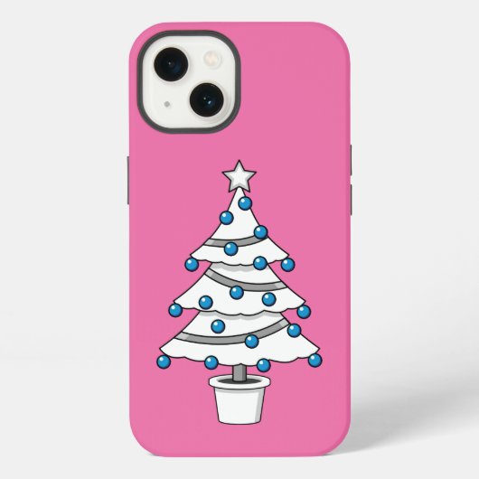 Etui iPhone 13 Sapin de Noël blanc (Verso)