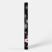 Etui iPhone 13 Sapin de Noël Ruban Rose Clair Flocon de Neige Bla (Côté droit)