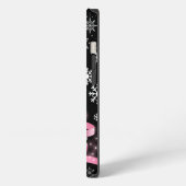 Etui iPhone 13 Sapin de Noël Ruban Rose Clair Flocon de Neige Bla (Côté gauche)
