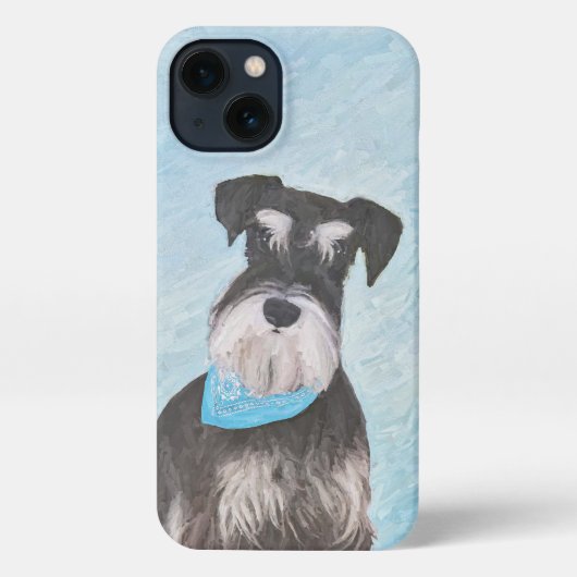 Etui iPhone 13 Schnauzer (Miniature) Peinture - Chien original mi (Verso)