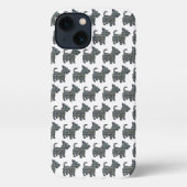 Etui iPhone 13 Scottish Terrier Scottie Chien Silhouette Grille b (Verso)