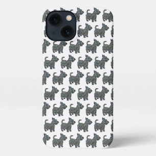 Etui iPhone 13 Scottish Terrier Scottie Chien Silhouette Grille b