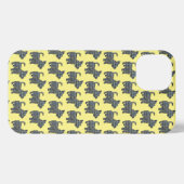 Etui iPhone 13 Scottish Terrier Scottie Chien SilhouetteGrid Jaun (Verso Horizontal)