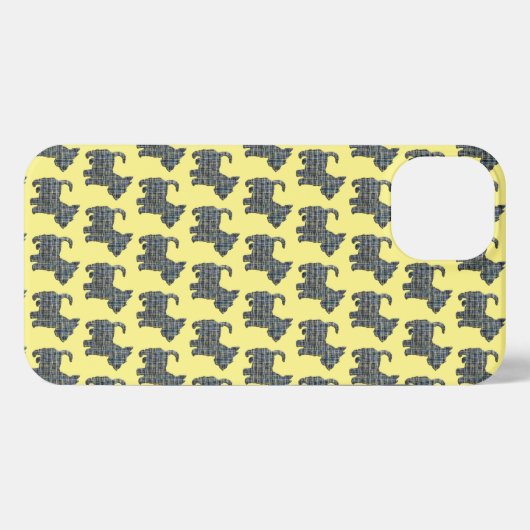 Etui iPhone 13 Scottish Terrier Scottie Chien SilhouetteGrid Jaun (Verso Horizontal)