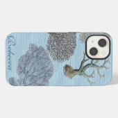 Etui iPhone 13 Scripts Chic côtier nautique plage Récif corallien (Verso Horizontal)