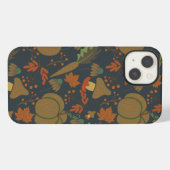 Etui iPhone 13 Seamless pattern Pumpkin & carrot dark background (Verso Horizontal)