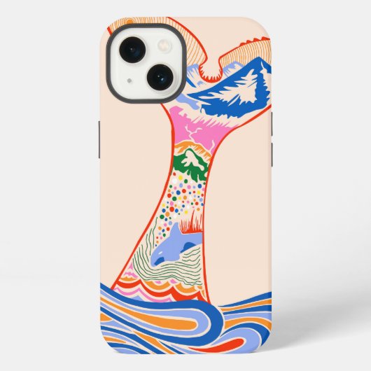 Etui iPhone 13 Sentiment Bleu, Nuances de Bleu (Verso)