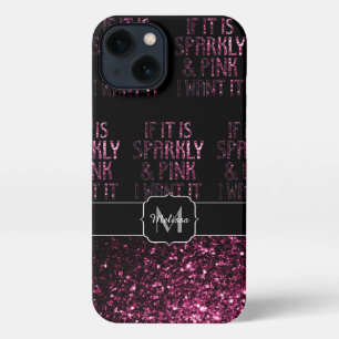 Etui iPhone 13 Si parkings rose je le veux Black motif Monogramme