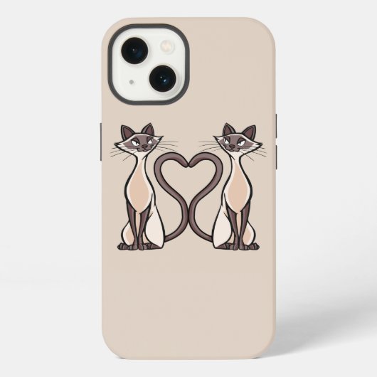 Etui iPhone 13 Siamese Chats Heart (Verso)