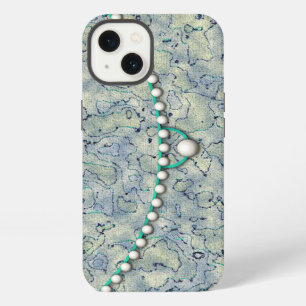 Etui iPhone 13 Smokey Aqua avec Perles