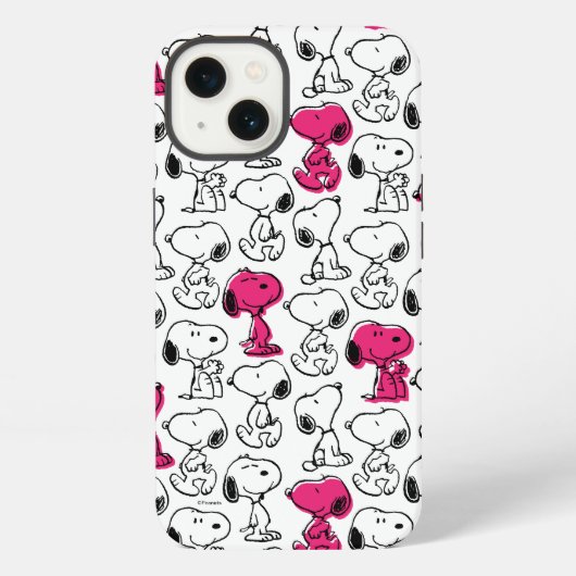 Etui iPhone 13 Snoopy Black & Magenta Pattern (Verso)