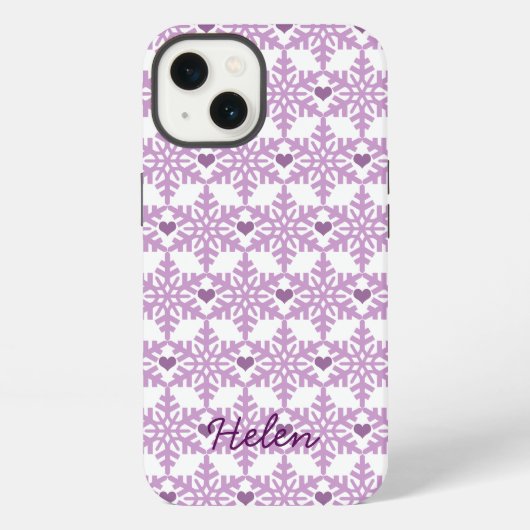 Etui iPhone 13 Snowflake Heart Pattern - Custom name Case-Mate iP (Verso)