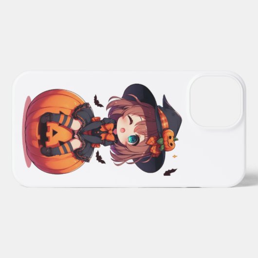 Etui iPhone 13 sorcière citrouille (Verso Horizontal)