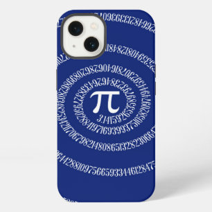 Etui iPhone 13 Spirale de nombres pour Pi sur fond bleu marine