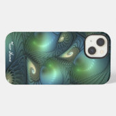 Etui iPhone 13 Spirales Vert Sable Abstrait Nom Fractal (Verso Horizontal)