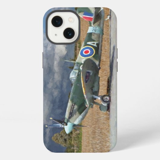 Etui iPhone 13 Spitfire sous nuages orageux (Verso)