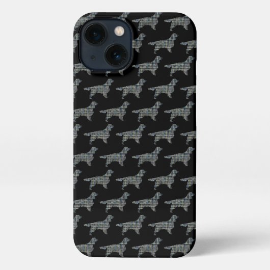 Etui iPhone 13 Springer Spaniel mignon Chien Silhouette Grille No (Verso)