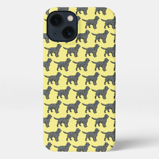 Etui iPhone 13 Sprocker Espaniel mignon Chien Silhouette Grille j (Verso)