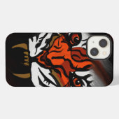 ETUI iPhone 13 STRIPES ORANGE ET NOIR (Verso Horizontal)