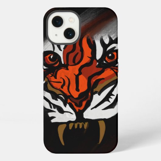 ETUI iPhone 13 STRIPES ORANGE ET NOIR (Verso)