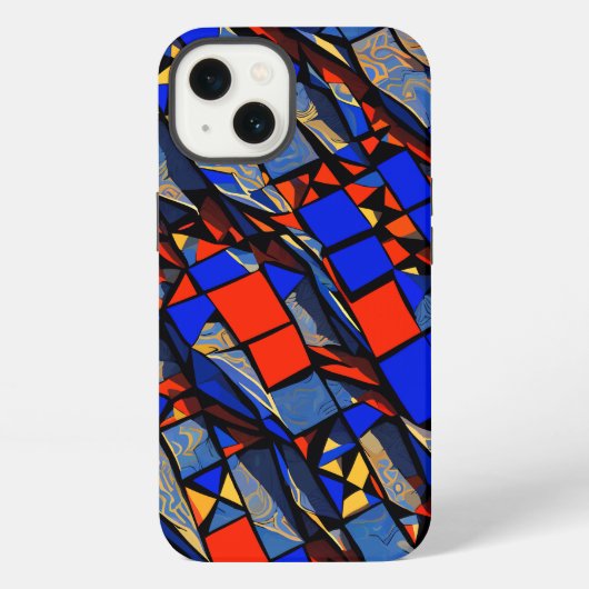 Etui iPhone 13 Style de vitrail abstrait (Verso)
