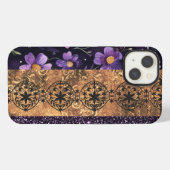Etui iPhone 13 Style goth grunge floral violet (Verso Horizontal)