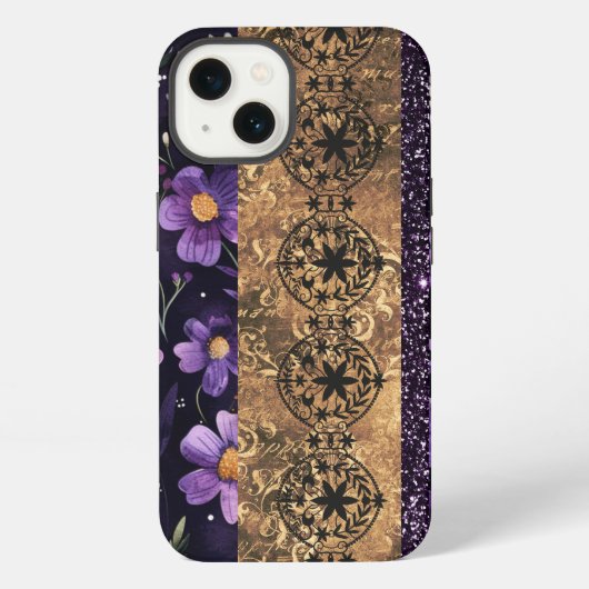 Etui iPhone 13 Style goth grunge floral violet (Verso)