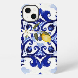 Etui iPhone 13 style italien, carreaux, majolique, citron , impre