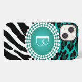Etui iPhone 13 Stylish Animal Prints Zebra et Leopard Patterns (Verso Horizontal)